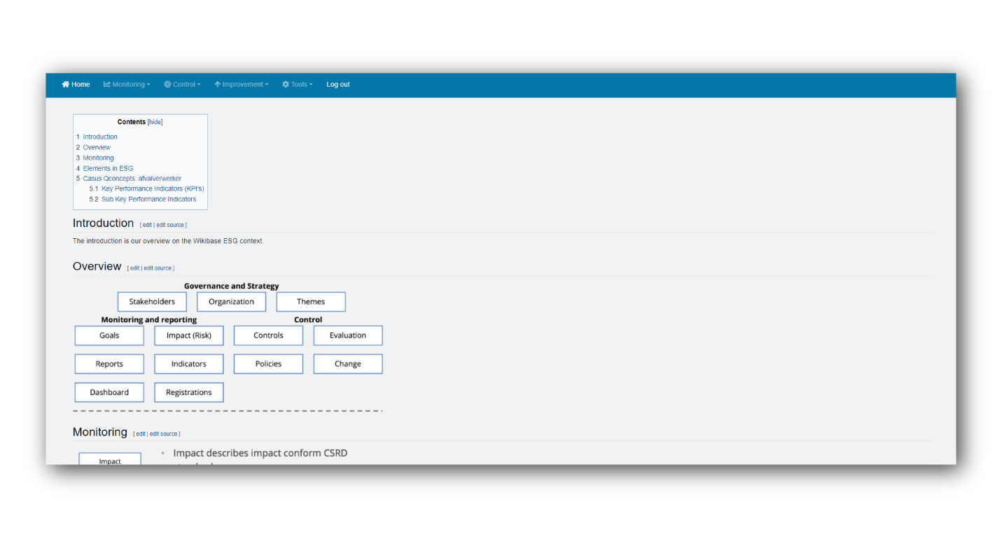 Interface of Wikibase ESG